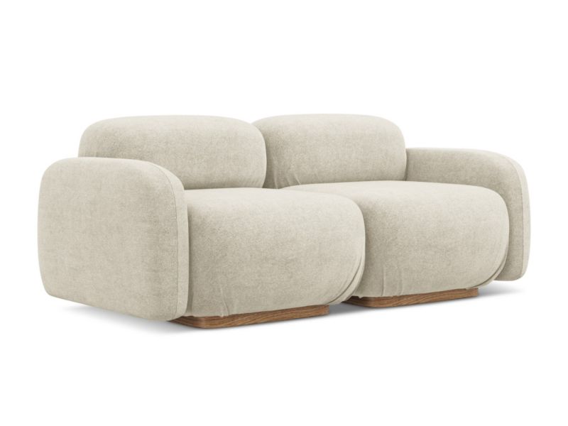 3-osobowa kanapa modułowa Makamii Ailani z tkaniny bouclé 190x95 cm jasny beż 1 szt.