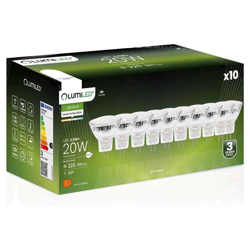 Żarówka LED LUMILED GU5.3 MR11 2,5W 220lm 4000K 120st 12V 10 szt.