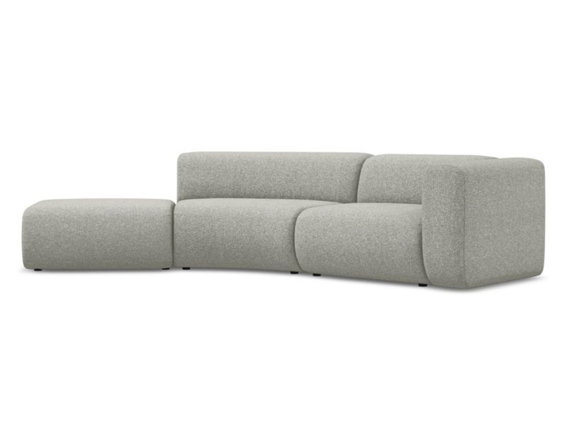 4-osobowa kanapa modułowa lewa Makamii Ekahi z tkaniny strukturalnej 335x166 cm jasny szary 1 szt.