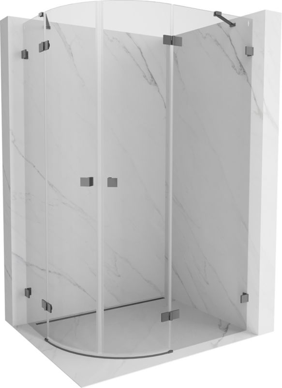 Kabina prysznicowa Mexen Lunar półokrągła uchylna prawa 100 x 90 cm transparent gun metal 1 szt.