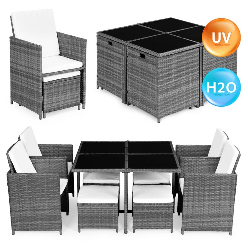Komplet mebli ogrodowych MultiGarden technorattan 4 fotele 4 pufy stolik 1 kpl.