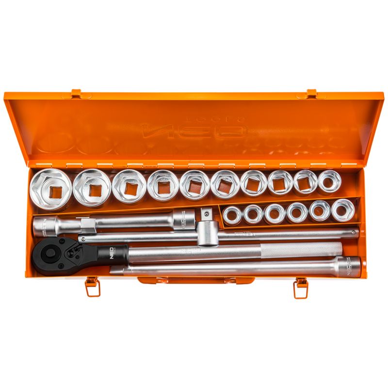 Klucze nasadowe NEO TOOLS 3/4", zestaw 21 szt. 1 kpl