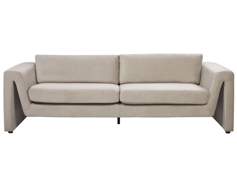 Sofa welurowa beżowoszara Maunu 1 szt.