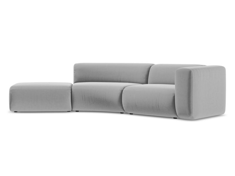 4-osobowa kanapa modułowa lewa Makamii Ekahi z tkaniny welwetowej 335x166 cm szary 1 szt.