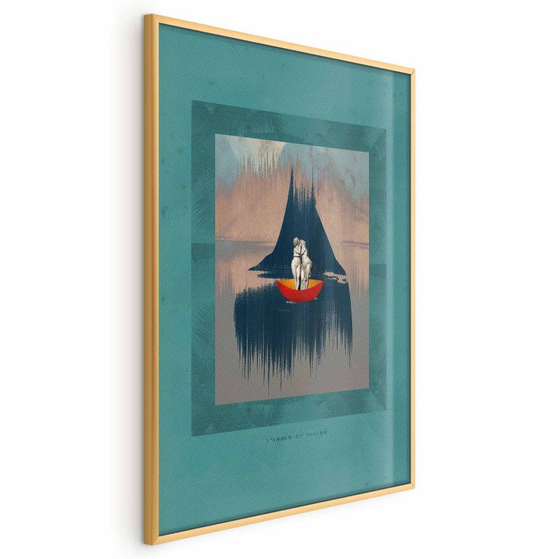 Plakat Artgeist Para na łodzi 40x60 cm z ramą złotą 1 szt