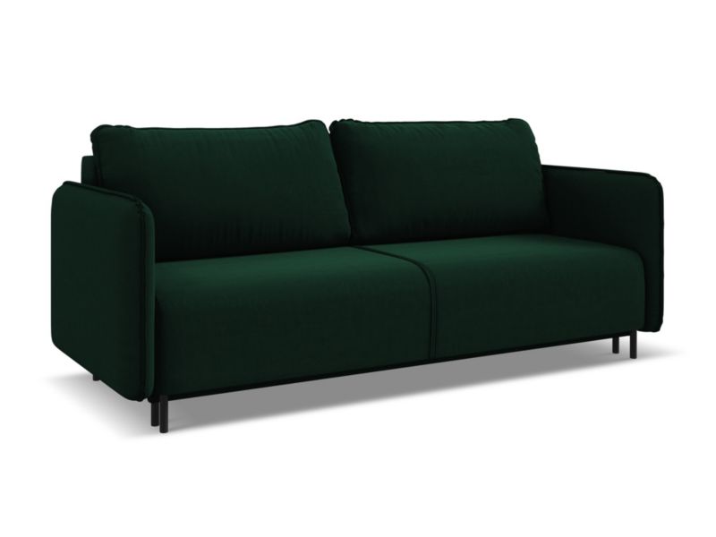 Kanapa 3-osobowa z funkcją spania Makamii Luana z tkaniny welwetowej 226x92 cm butelkowa zieleń 1 szt.