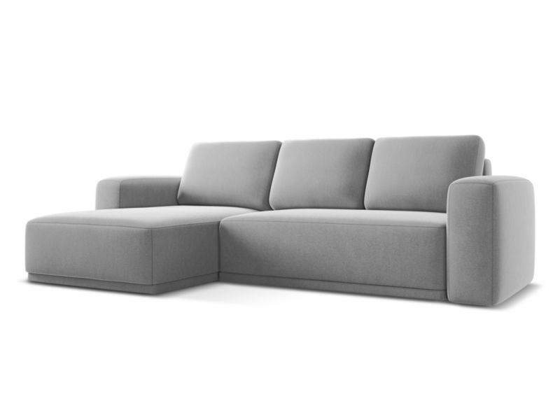 Narożnik lewostronny z funkcją spania Makamii Kaila z tkaniny welwetowej 258x160 cm szary 1 szt.