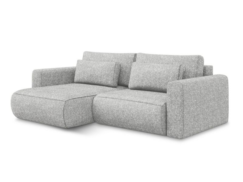 Narożnik lewostronny z funkcją spania Makamii Kapua z tkaniny strukturalnej 240x149 cm srebrny 1 szt.