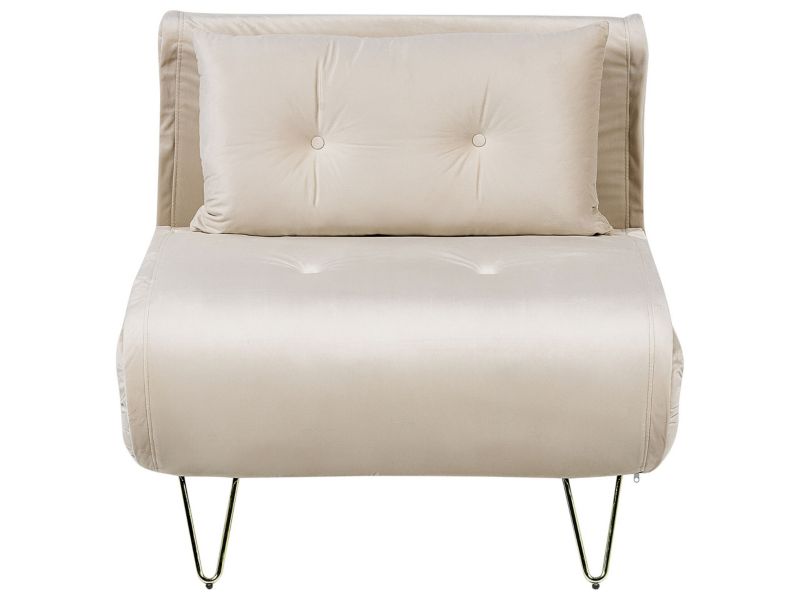 Sofa rozkładana Vestfold Beżowy Welur 1 szt.