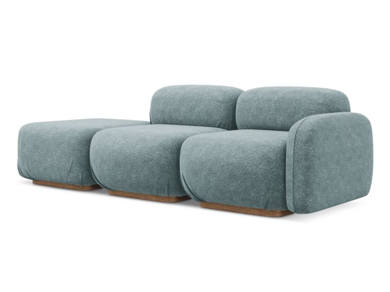 3-osobowa kanapa modułowa lewa Makamii Ailani z tkaniny szenilowej 258x95 cm jeans 1 szt.