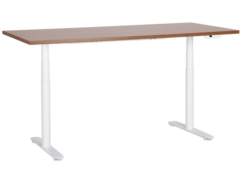 Biurko regulowane elektrycznie 180 x 80 cm ciemne drewno z białym Destinas 1 szt.