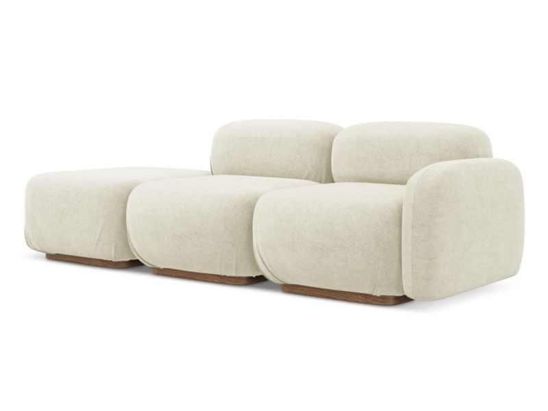 3-osobowa kanapa modułowa lewa Makamii Ailani z tkaniny bouclé 258x95 cm biały 1 szt.