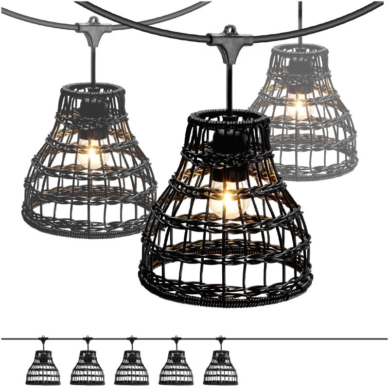 Girlanda ogrodowa 5m + żarówki LED Kobi + 5x klosz czarny 1kpl.