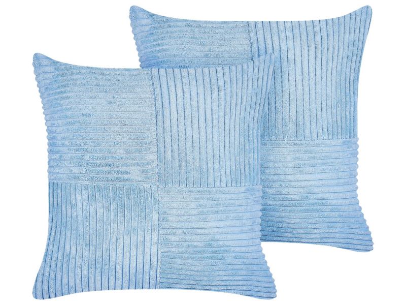 Zestaw 2 poduszek Jednolity Millet Sztruks 43 x 43 cm Niebieski 1 par.