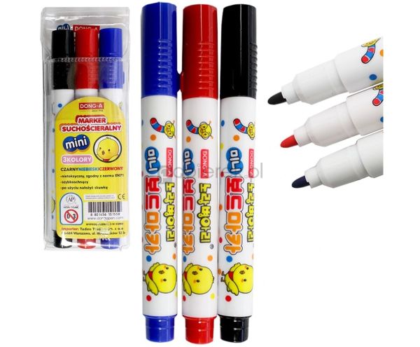 Dong-A Marker suchościeralny Mini komplet 3 szt.