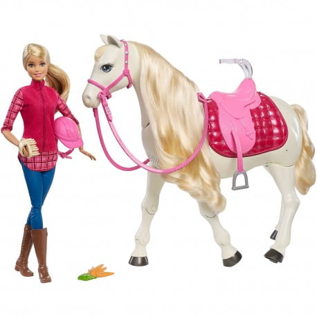 Barbie Interaktywny koń i lalka FRV36