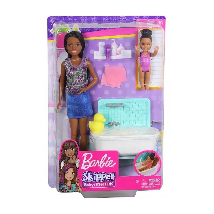 Barbie - Lalka opiekunka dziecięca, zestaw z wanienką FXH06 (asst. FHY97)