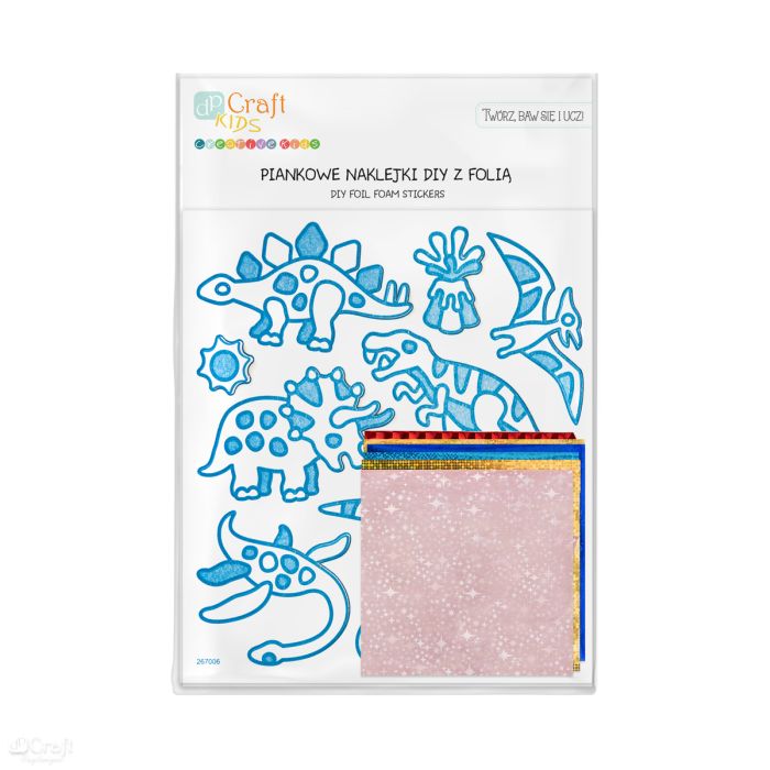PIANKOWE NAKLEJKI DIY Z FOLIĄ - DINOZAURY, 10 SZT.