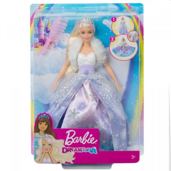Lalka Barbie Księżniczka Lodowa Magia-rozkładana suknia GKH26
