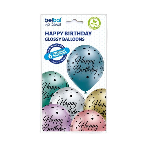 Balony D11 Happy Birthday 1C5S, 6 szt.