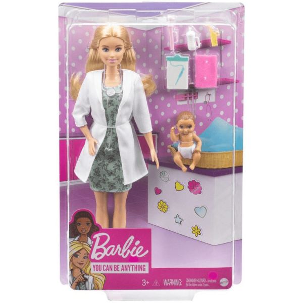 Lalka Barbie pediatra z bobaskiem