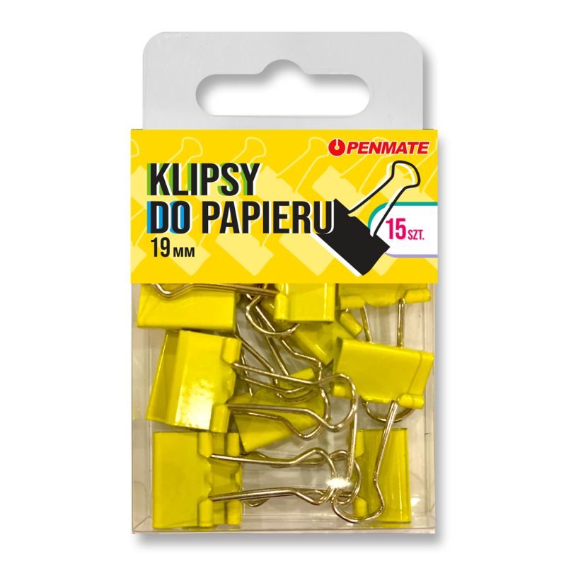 Penmate Klipsy do papieru 19 mm Kolor kanarkowe