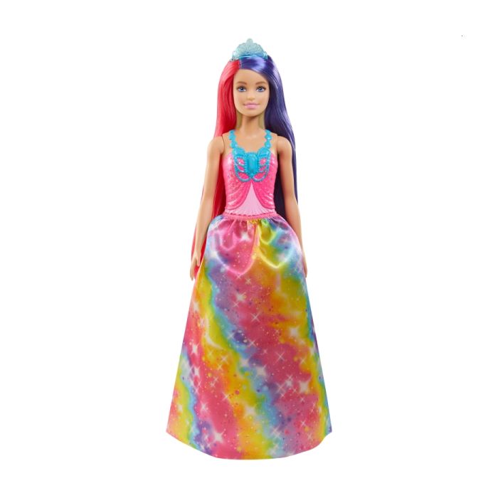 Lalka Barbie Fantazja Długie włosy w sukience- Dreamtopia GTF38