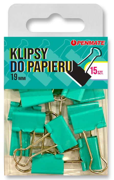 Penmate Klipsy do papieru 19 mm Kolor zielononiebieskie