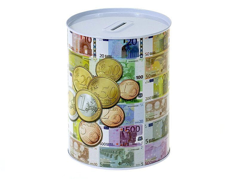skarbonka duża, metalowa, waluta Euro, 16x12x12