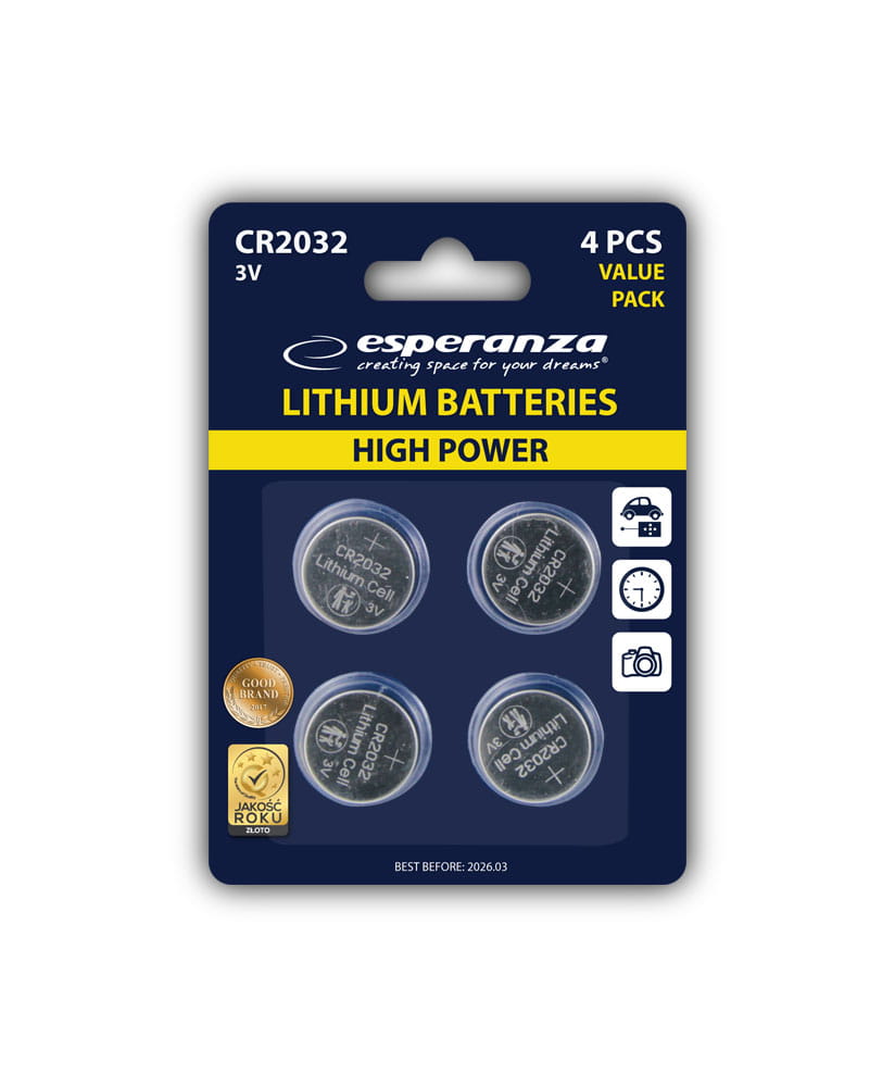 ESPERANZA Bateria CR2032 3V op-4 EZB111 - Henryx24