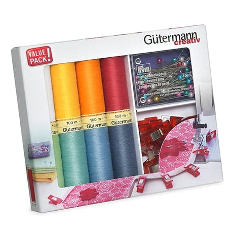 zestaw nici 8 kol./100m + klipsy i szpilki GUTERMANN 734568 .