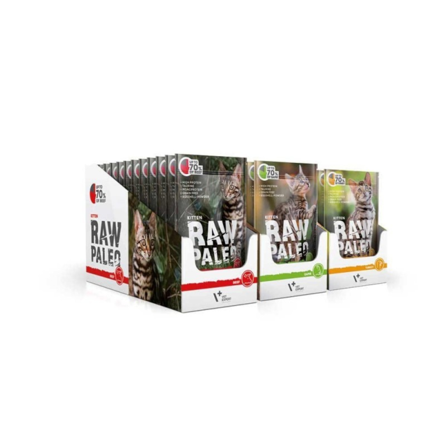 RAW PALEO KITTEN 36x100g - mokra karma dla kociąt - mix smaków