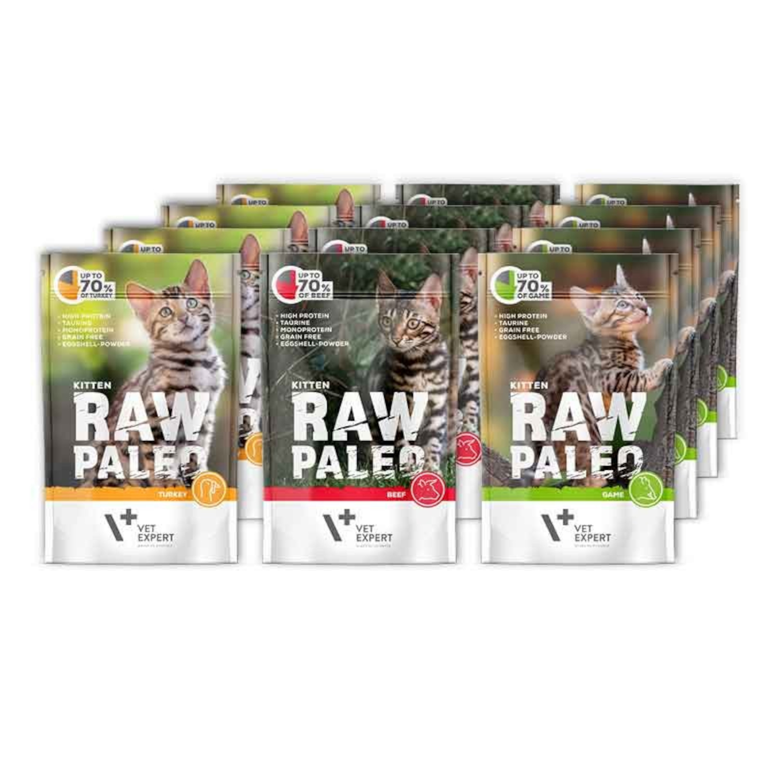 RAW PALEO KITTEN 12x100g - mokra karma dla kociąt - mix smaków