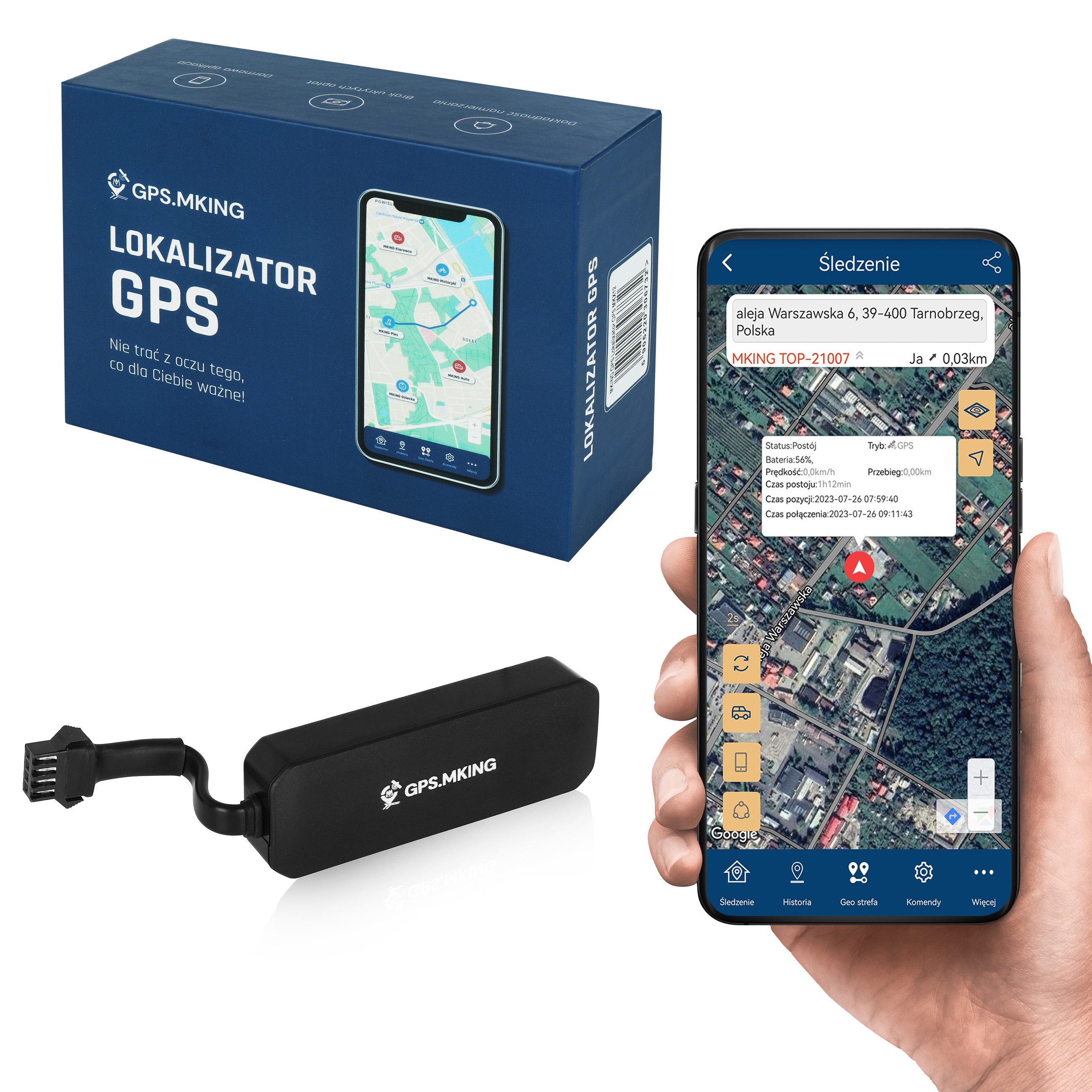 LOKALIZATOR GPS APLIKACJA ŚLEDZENIE POJAZDU ODCIĘCIE ZAPŁON MKX10