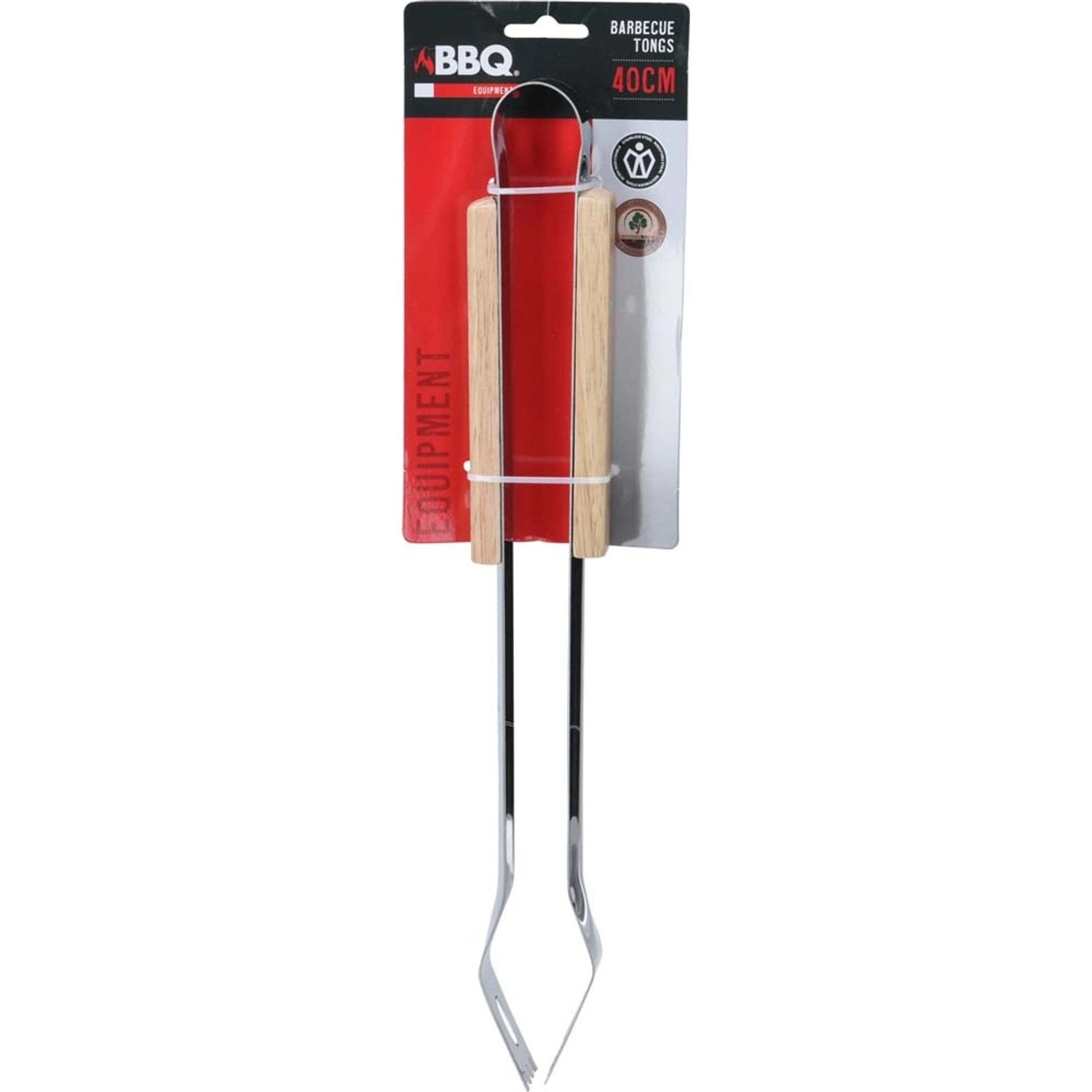 Szczypce BBQ drewniany uchwyt - 40,5 cm