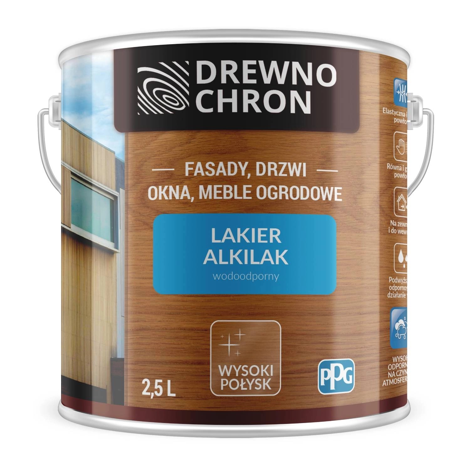 Drewnochron Lakier wodoodporny Alkilak połysk 2,5L