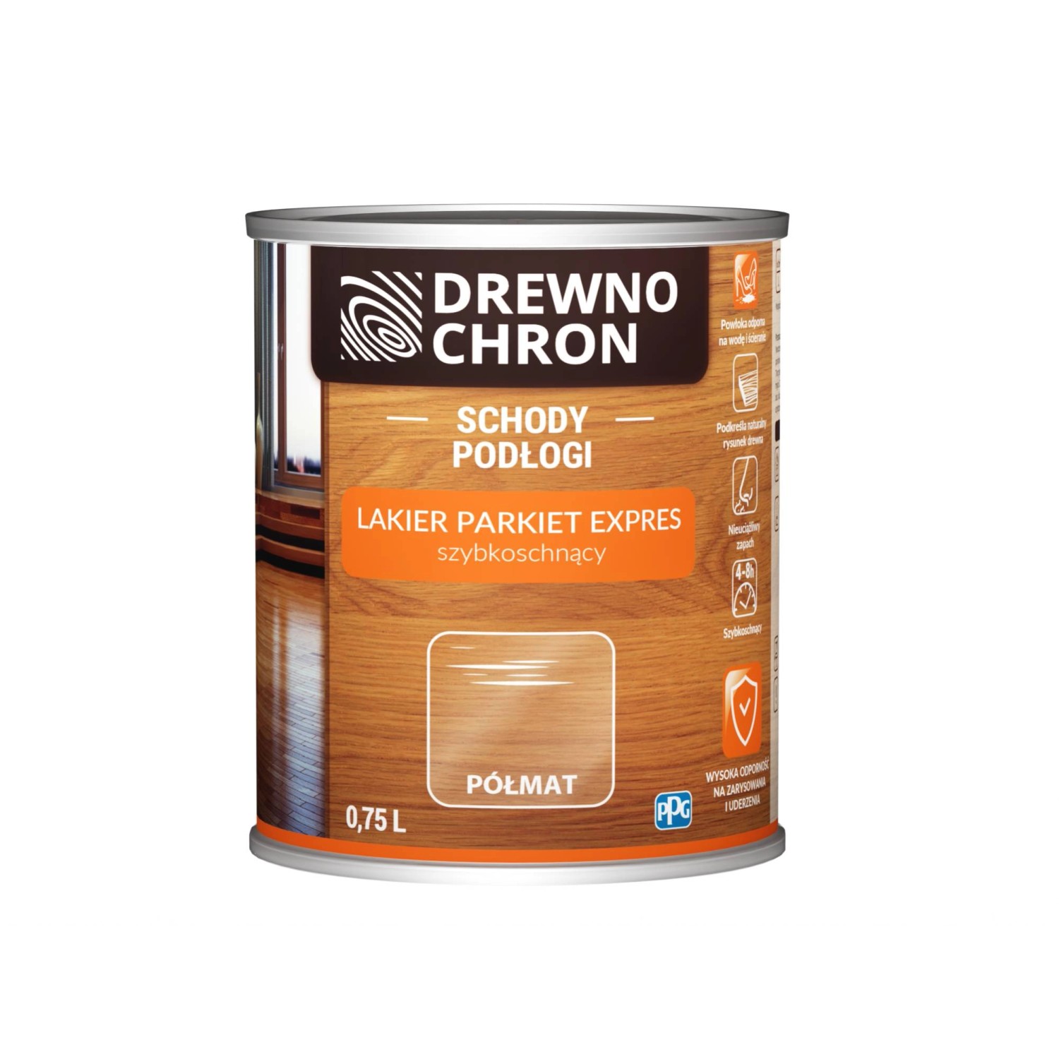Drewnochron Lakier Parkiet Expres półmat 0,75L