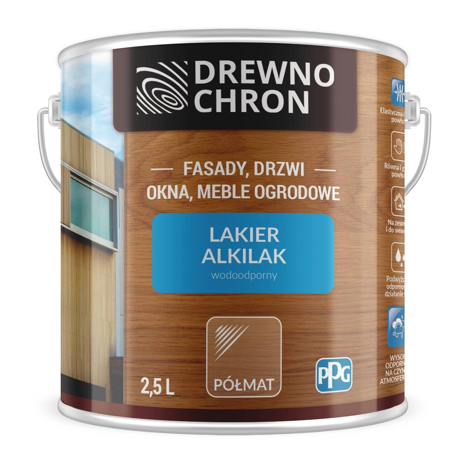 Drewnochron Lakier wodoodporny Alkilak półmat 2,5L