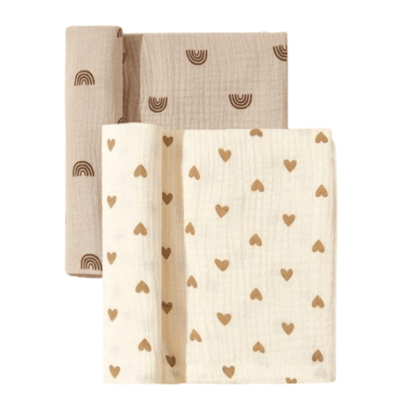 2-pack otulacz muślinowy hearts and rainbows 85x65 cm NS