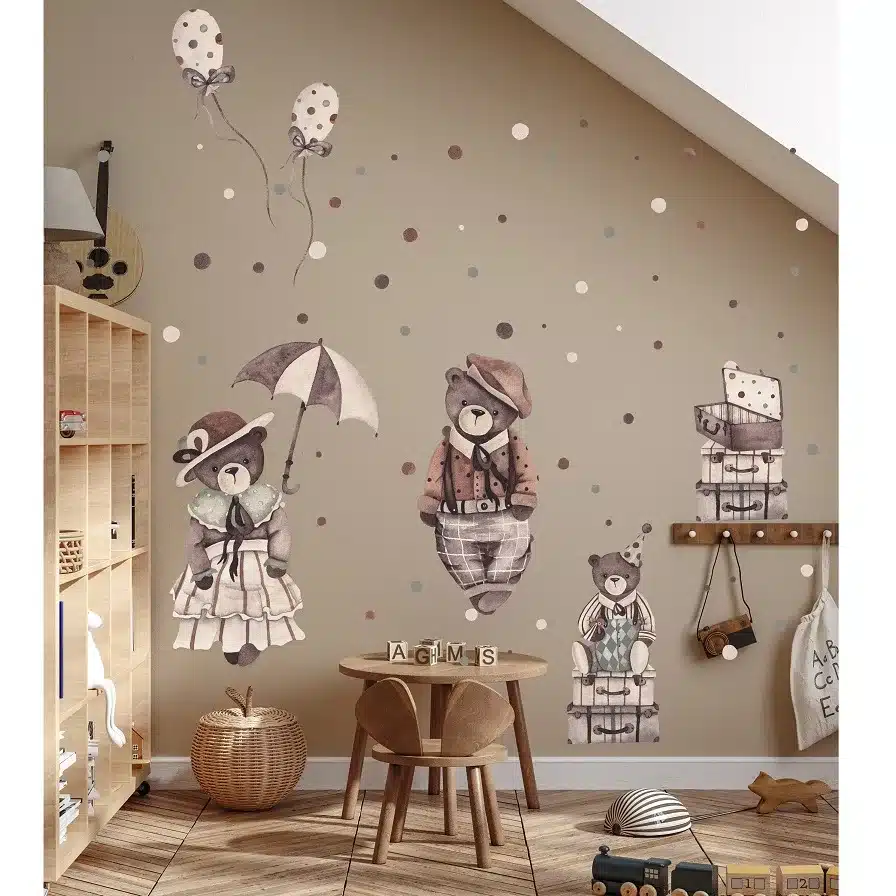 Naklejki ścienne Retro Niedźwiadki 150x100 cm