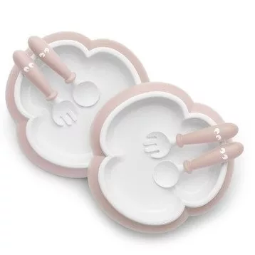 BABYBJORN - talerzyki ze sztućcami - Powder Pink SC