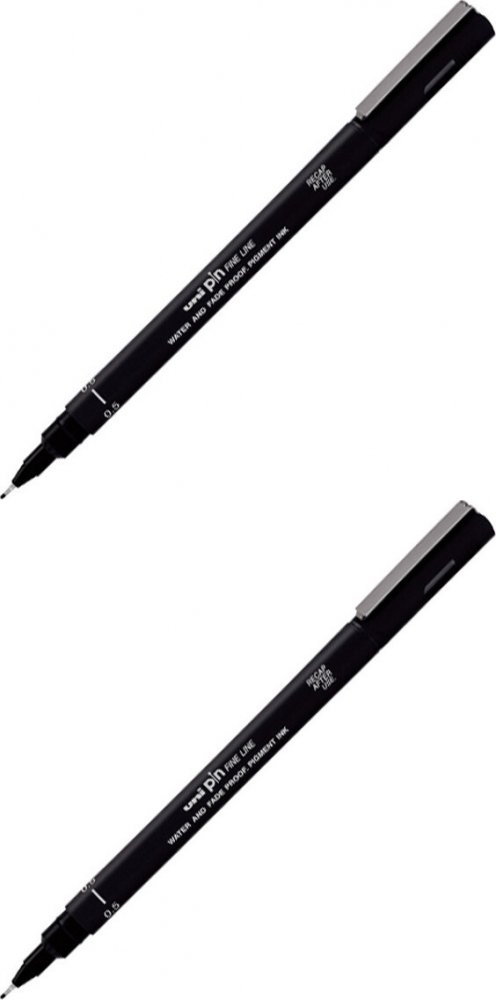 2x Cienkopis kreślarski Uni PIN-200, 0.5mm, czarny