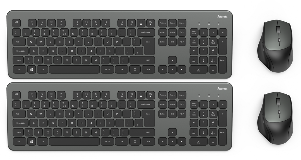 2x Zestaw bezprzewodowy Hama KMW-700, klawiatura + mysz, czarny