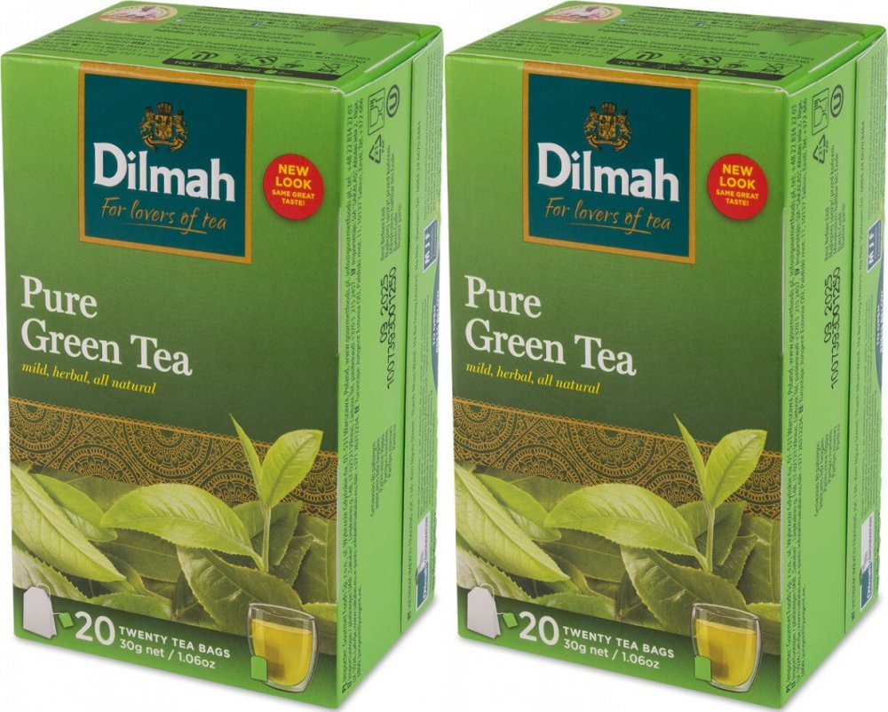 2x herbata zielona w torebkach Dilmah Green Tea Pure Green, 20 sztuk x 1.5g