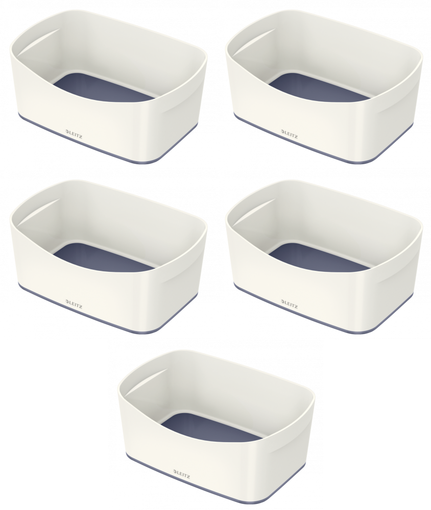 5x Pojemnik bez pokrywki Leitz MyBox Wow, 246x160x98mm, biało-szary