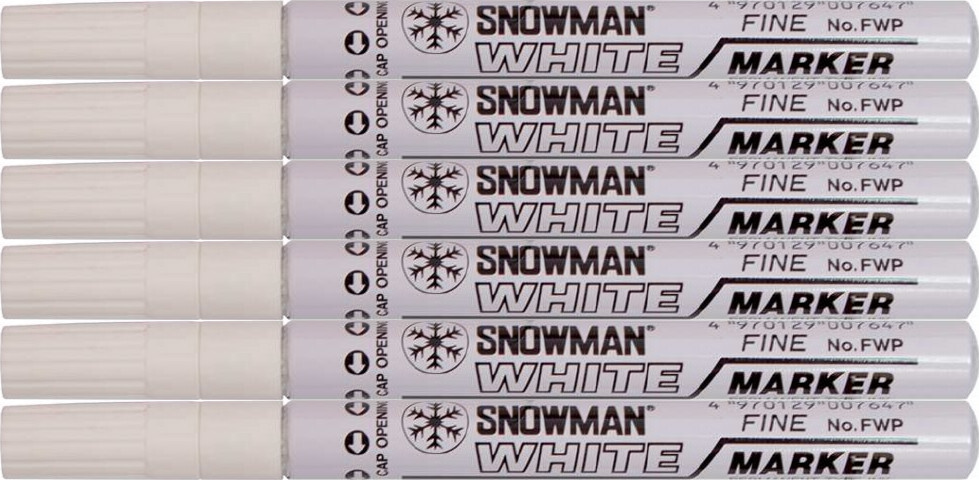 6x Marker olejowy Snowman, średni, okrągła, biały