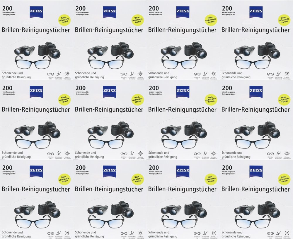 12x Chusteczki do czyszczenia okularów i wyświetlaczy Zeiss, 200 sztuk