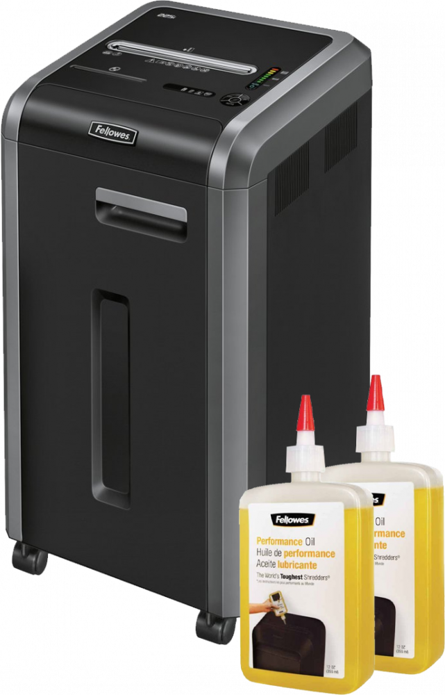 Zestaw: Niszczarka do papieru Fellowes 225i + 2xOlej do niszczarek Fellowes, 355ml