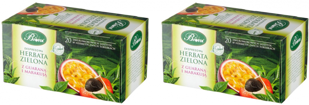 2x Bi fix Premium ZIELONA Z GUARANĄ I MARAKUJĄ Herbata ekspresowa 20 x 2g