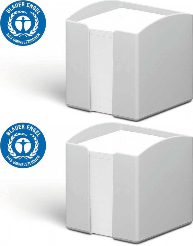 2x Pojemnik z białymi karteczkami Durable Eco, 100x105x100mm, 800 karteczek, szary